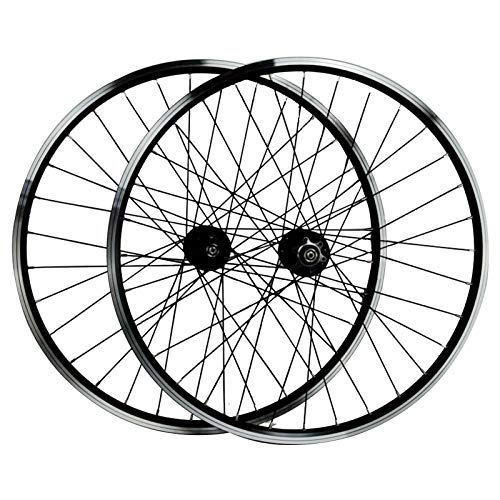 Mountain Bike Wheel : Zatnec 26in Cycling Wheels, Front 2 Rear 4 Bearing Disc Brake V Brake 7-11 Speed Flywheel Mountain Bike Wheels (Color : Black)