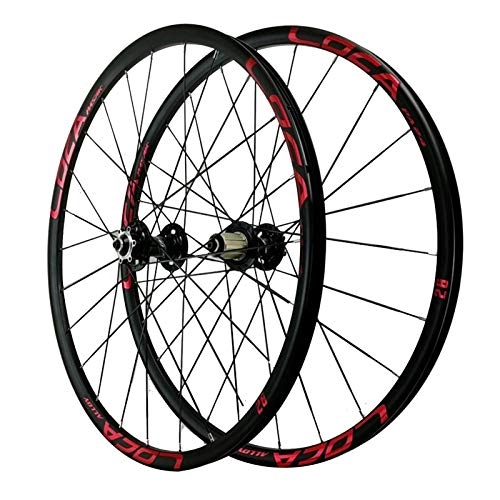 Mountain Bike Wheel : Zatnec Bicycle Wheelset, Aluminum Alloy Quick Release Mountain Bike 8 / 9 / 10 / 11 / 12 Speed Disc Brakes Cycling Wheels (Color : Black hub, Size : 26in)
