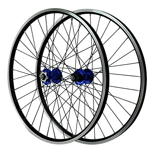 Mountain Bike Wheel : Zatnec Bike Wheelset, 26 Inches Double Wall Rim Quick Release Disc Brake Mountain Bike V Brake Cycling Wheels (Color : Blue)