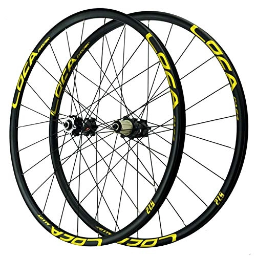 Mountain Bike Wheel : Zatnec Bike Wheelset, Quick Release Wheels Mountain Bike 26 / 27.5 / 29 Inch Straight Pull 4 Bearing Disc Brake Wheel (Color : Yellow, Size : 27.5IN)