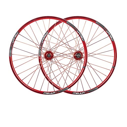 Mountain Bike Wheel : Zatnec Mountain Bike Wheelset 26 Aluminum Alloy Rim 32 Holes Disc Brake MTB Wheels Suitable For 7-9 Speed Flywheel Quick Release Axles Bicycle Accessory (Color : Red, Size : 26inch)