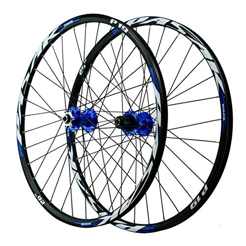 Mountain Bike Wheel : Zatnec MTB Bike Wheels, Aluminum Alloy Disc Brake Quick Release Easy To Dismantle 26 / 27.5 / 29'' Bicycle Wheelset (Color : Blue, Size : 27.5in)
