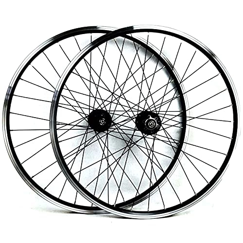 Mountain Bike Wheel : Zatnec Quick Release MTB Bicycle Wheelset 26inch Bike Cycling Rim Mountain Bike Wheel 32H Disc / V- Brake Rim 7-11speed Cassette Hub Sealed Bearing 6 Pawls (Color : Black hub)