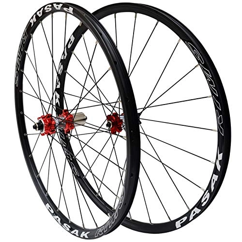 Mountain Bike Wheel : Zatnec Ultralight Mountain Bike Wheelset 26 / 27.5 Inch Bicycle Wheel 24 Hole Straight Pull 4 Bearing Disc Brake Wheels Quick Release 7 / 8 / 9 / 10 Speed (Color : Red Carbon Red Hub, Size : 27.5inch)