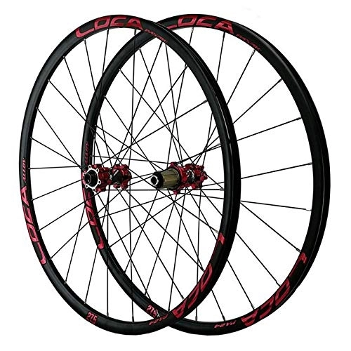Mountain Bike Wheel : ZCXBHD 26 / 27.5 / 29 In Mtb Wheelset Thru axle Disc Brake Front & Rear Wheel 8 / 9 / 10 / 11 / 12 Speed Flywheel Sealed Bearings 24 Hole (Color : Red, Size : 27.5in)