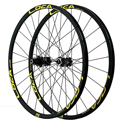 Mountain Bike Wheel : ZCXBHD 26 / 27.5 / 29 Inch MTB Bike Quick Release Wheelset Straight Pull Disc Brake Alloy Wheel Small Spline 12 Speed 24 Hole (Color : Gold, Size : 27.5in)