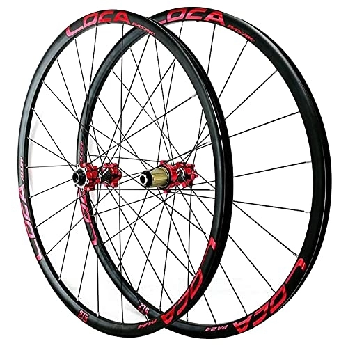 Mountain Bike Wheel : ZCXBHD 26 / 27.5 / 29 Inch MTB Front + Rear Wheels Barrel Shaft Mountain Bike Wheelset Disc Brake Ultralight Alloy MTB Rim 24 Holes 8 9 10 11 12 Speed (Color : Red, Size : 29in)