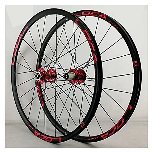 Mountain Bike Wheel : ZCXBHD 26 / 27.5 / 29" Mountain Bike Wheelsets Aluminum Alloy Rim Quick Release Axles Disc Brake Mountain Cycling Wheels Fit for 8 9 10 11 12 Speed Freewheels (Color : Red, Size : 27.5in)