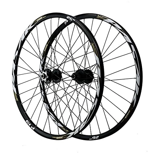 Mountain Bike Wheel : ZCXBHD 26 / 27.5 / 29" Mountain Bike Wheelsets MTB Wheels Quick Release Disc Brakes 32 Holes Double Walled Aluminum Alloy MTB Rim 7 8 9 10 11 12 Speed (Color : Silver, Size : 26in)