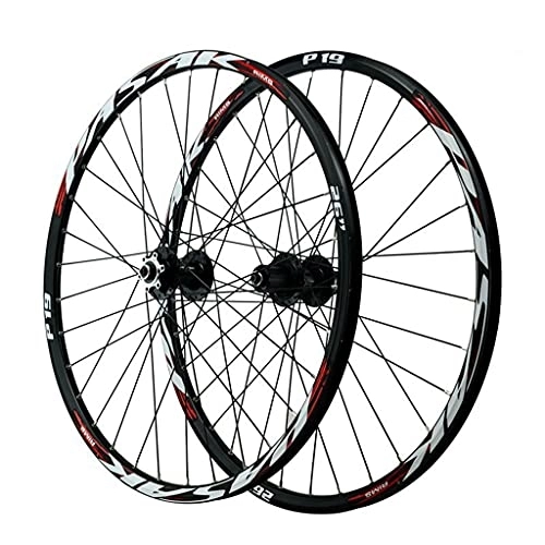 Mountain Bike Wheel : ZCXBHD 26 / 27.5 / 29" MTB Bike Wheelset Quick Release Double Walled 32 Holes Aluminum Alloy Mountain Bike Rim Disc Brake Cycling Wheels for 7 / 8 / 9 / 10 / 11 / 12 Speed (Color : Red, Size : 27.5in)