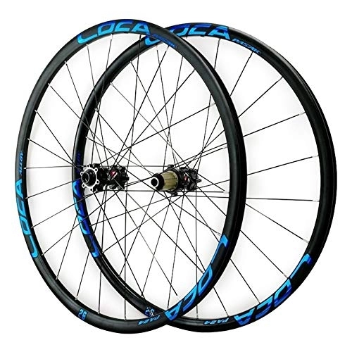 Mountain Bike Wheel : ZCXBHD 26 27.5 29in Mountain Bike Wheelset Disc Brake Thru Axle MTB Front & Rear Wheel 8 9 10 11 12 Speed Aluminum Alloy Hub Matte 24H (Color : Blue, Size : 29in)