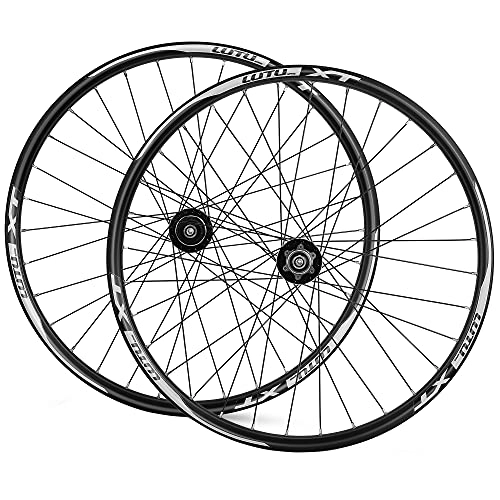 Mountain Bike Wheel : ZCXBHD 26 27.5 29in MTB Wheelset 4 Bearing Hub Disc Brake Quick Release 8 9 10 11 Speed Mountain Bike Wheel Double Wall Aluminum Alloy Rim 32 Holes (Color : Black, Size : 26in)
