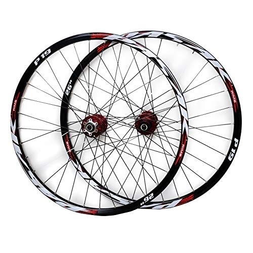 Mountain Bike Wheel : ZCXBHD 26 27.5 29in MTB Wheelset Disc Brake Mountain Bike Front And Rear Wheel Sealed Bearing Conical Hub 7 8 9 10 11 Speed Quick Release (Color : Red, Size : 26in)