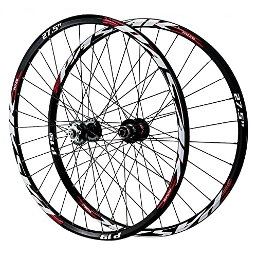 Mountain Bike Wheel : ZCXBHD 26 / 27.5 / 29inch MTB Wheelset Mountain Bike Wheel Disc Brake Double Wall Rim Quick Release 7 8 9 10 11 Speed Cassette Freewheel 32 Holes (Color : Red, Size : 27.5in)
