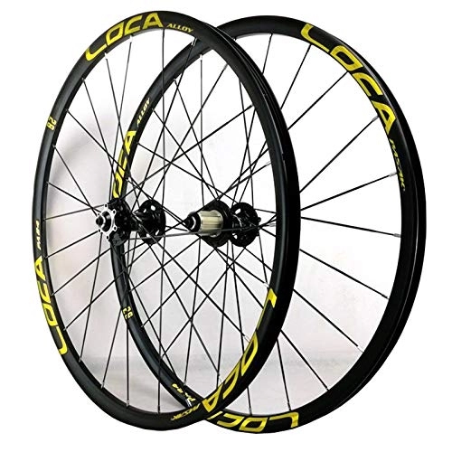 Mountain Bike Wheel : ZCXBHD 26 / 27.5in Bicycle Wheelset Mountain Bike Wheels MTB Rim Disc Brake Ultralight Quick Release 8 / 9 / 10 / 11 / 12 Speed 24H (Color : Yellow, Size : 26in)