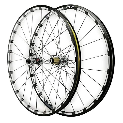 Mountain Bike Wheel : ZCXBHD 26 / 27.5in Mtb Front Rear + Wheel QR Mountain Bike Wheel Set Disc Brake Three Sides CNC 7 / 8 / 9 / 10 / 11 / 12 Speed 24 Holes (Color : Silver hub, Size : 27.5in)
