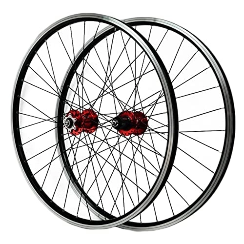 Mountain Bike Wheel : ZCXBHD 26 / 29 inch Road Bike Wheelset MTB Bicycle Rim Quick Release Bicycle Wheels (Front + Rear) V Brake / Disc Brake Wheels 7 8 9 10 11 Speed Cassette 32 Holes (Color : Red, Size : 26in)