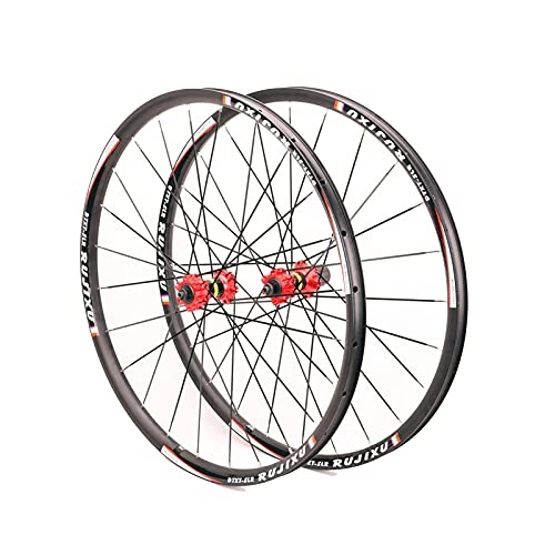 Mountain Bike Wheel : ZCXBHD 26 Inch 27.5" 29 Er Bike Wheelset Aluminum Alloy Disc Brake Mountain Cycling Wheels for 8 / 9 / 10 / 11 Speed Quick Release 1900g (Color : Red, Size : 27.5")