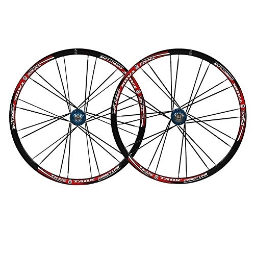 Mountain Bike Wheel : ZCXBHD 26 Inch Mountain Bike Wheelset Disc Brake Mtb Bicycle Front Rear Wheels Sealed Bearings Double Wall Quick Release 24 Hole (Color : Blue hub)