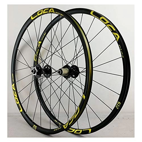 Mountain Bike Wheel : ZCXBHD Bicycle Wheelset 26 / 27.5 / 29in For MTB Aluminum Alloy Double Wall Rims Disc Brake 7-12 Speed Cassette 6 Sealed Bearing QR 24H (Color : Yellow, Size : 27.5in)