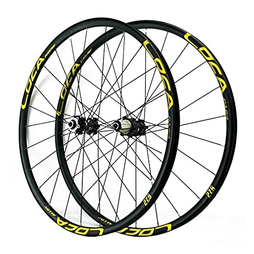Mountain Bike Wheel : ZCXBHD BMX Road Bike Fast Release Wheels Disc Brake Wheel Aluminum Alloy Rim 24 Holes 700C Bicycle Wheel (Front + Rear) for Mountain Bike Parts (Color : Gold, Size : 700C)