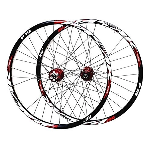 Mountain Bike Wheel : ZCXBHD Mountain Bike 26 / 27.5 / 29in Wheelset MTB Front & Rear Wheel Double Wall QR Disc Brake 7-11Speed Cassette Freewheel 32H (Color : Red, Size : 29)