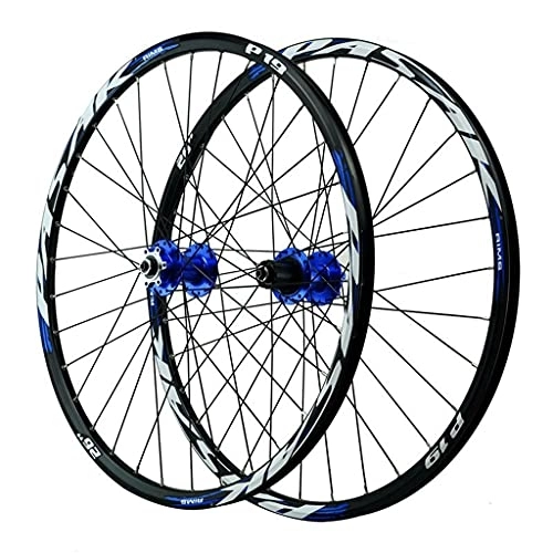 Mountain Bike Wheel : ZCXBHD Mountain Bike Front & Rear Wheelset 26 / 27.5 / 29 inch Double Walled Aluminum Alloy MTB Rim Disc Brake Quick Release Bicycle Wheel 7 8 9 10 11 12 Speed (Color : Blue, Size : 29in)