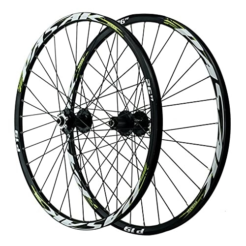 Mountain Bike Wheel : ZCXBHD Mountain Bike Wheelset 26" / 27.5" / 29", Disc Brake Bike Wheels for 8 9 10 11 12 Speed Cassette, 32H Bicycle Wheels Quick Release with Rivets (Color : Green, Size : 29IN)