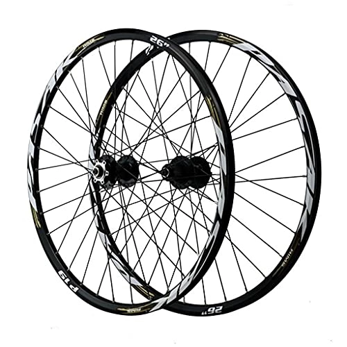 Mountain Bike Wheel : ZCXBHD Mountain Bike Wheelset 26" / 27.5" / 29", Disc Brake Bike Wheels for 8 9 10 11 12 Speed Cassette, 32H Bicycle Wheels Quick Release with Rivets (Color : Yellow, Size : 26IN)