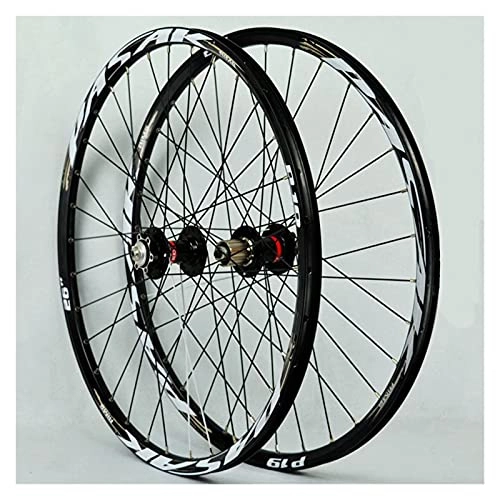 Mountain Bike Wheel : ZCXBHD Mountain Bike Wheelset 26 / 27.5 / 29 Inch Bicycle Wheel (Front + Rear) Double Walled Aluminum Alloy MTB Rim Quick Release Disc Brake 32H 7-11 Speed (Color : Gold-2, Size : 26in)