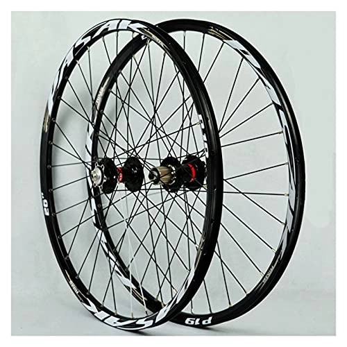 Mountain Bike Wheel : ZCXBHD Mountain Bike Wheelset 26 / 27.5 / 29 Inch Bicycle Wheel (Front + Rear) Double Walled Aluminum Alloy MTB Rim Quick Release Disc Brake 32H 7-11 Speed (Color : Gold-2, Size : 29in)