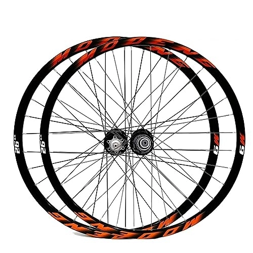 Mountain Bike Wheel : ZCXBHD Mountain Bike Wheelset 26 27.5 29 Inch MTB Wheelset Quick Release Disc Brake 32H Rim Front Rear Wheels For 8 / 9 / 10 / 11 Speed Cassette (Color : Orange, Size : 29in)