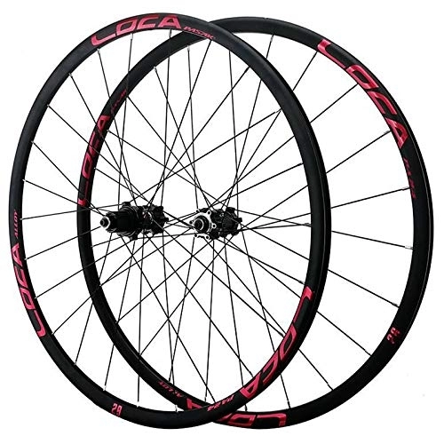 Mountain Bike Wheel : ZCXBHD Mountain Bike Wheelset 29 / 26 / 27.5 Inch Bicycle Front & Rear Wheel Aluminum Alloy MTB Rim Quick Release Disc Brake 24H 12 Speed (Color : Red, Size : 29in)