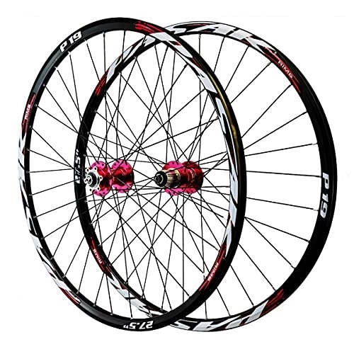 Mountain Bike Wheel : ZCXBHD MTB 26 / 27.5 / 29inch Mountain Bike Wheelset Disc Brake Double Wall Rim Quick Release 7 8 9 10 11 Speed Cassette Freewheel 32 Holes (Color : Red, Size : 26in)