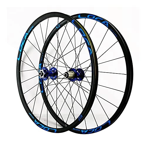 Mountain Bike Wheel : ZCXBHD MTB Bicycle Wheels 26 / 27.5 / 29 In Disc Brake Double Wall Wheelset Quick Release Aluminum Alloy MTB Rim Sealed Bearing for 7 8 9 10 11 12 Speed (Color : Blue, Size : 26in)