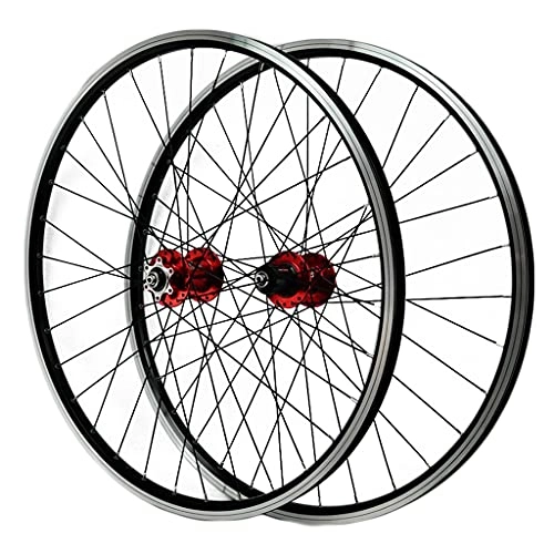 Mountain Bike Wheel : ZCXBHD MTB Bicycle Wheels 26 / 29 inch Front and Rear Wheelset Disc Brake / V Brake Double Wall Aluminum Alloy Wheelset Quick Release Alloy Rim 7 8 9 10 11 Speed Cassette (Color : Red, Size : 29in)