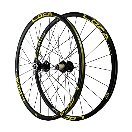 Mountain Bike Wheel : ZCXBHD MTB Bicycle Wheelset 26 / 27.5 / 29 In Mountain Bike Wheel Double Layer Alloy Rim Sealed Bearing 7-12 Speed Cassette Hub Disc Brake QR 24H (Color : Gold-2, Size : 27.5in)