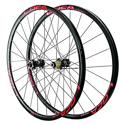 Mountain Bike Wheel : ZCXBHD MTB Bicycle Wheelset 26 / 27.5 / 29 Inch Barrel Shaft Ultra-Light Aluminum Alloy Bike Wheel Set Front + Rear Wheel Disc Brake 24 Holes 8 9 10 11 12 Speed (Color : Red, Size : 27.5in)