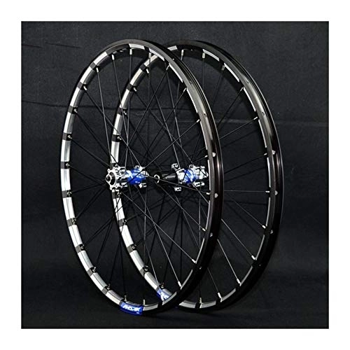 Mountain Bike Wheel : ZCXBHD MTB Front & Rear Wheel 7 / 8 / 9 / 10 / 11 / 12 Speed Freewheel Cassette Wheelset Aluminum Double Wall Disc Brake QR 24 H (Color : Blue, Size : 27.5in)