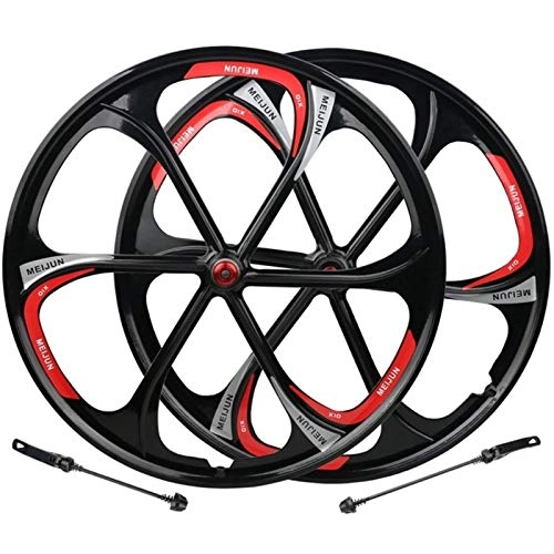 Mountain Bike Wheel : ZCXBHD MTB Magnesium Alloy Wheels 26 Inches Bicycle Wheel Disc Brake Mountain Bike Bearing Wheelset (Color : Black)