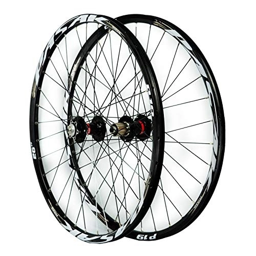 Mountain Bike Wheel : ZCXBHD Mtb Wheelset, 26in / 27.5in / 29in Mountain Bike Front + Rear Wheel Aluminum Alloy Double Wall Quick Release 7 / 8 / 9 / 10 / 11 Speed (Color : Black, Size : 26in)