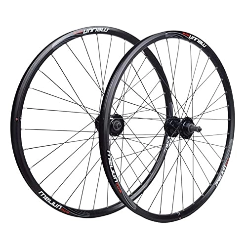 Mountain Bike Wheel : ZECHAO 20 / 26inch Cycling Wheels Bike Wheelset, for Mountain Bike Double Wall Rim Sealed Bearing QR Disc Brakes 6 / 7 / 8 / 9 Speed Wheelset (Color : Black, Size : 20inch)
