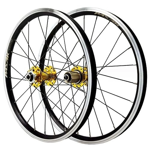 Mountain Bike Wheel : ZECHAO 20inch Disc Mountain Bike Wheels, Ring Brake V Brake 24 Holes QR Aluminum Alloy Double Wall Rims for 7 / 8 / 9 / 10 / 11 / 12 Speed Cassette Wheelset (Color : Gold, Size : 20inx406)