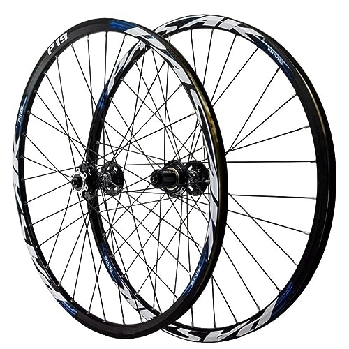 Mountain Bike Wheel : ZECHAO 24in Mountain Bike Disc Brake Wheelset, 32H Double Wall Aluminium Alloy Wheel Quick Release Front 2 Rear 4 Bearings 1.25-2.5in Tires Wheelset (Color : Black hub, Size : 24inch)