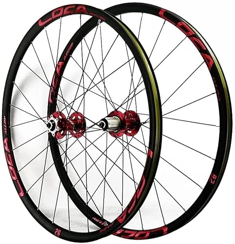 Mountain Bike Wheel : ZECHAO 26 / 27.5 / 29 Inches Mountain Bike Wheelset, Double Walled Aluminum Alloy MTB Rim Disc Brake Wheels 7-12 Speed Front and Rear Wheel Wheelset (Color : Red-1, Size : 29INCH)