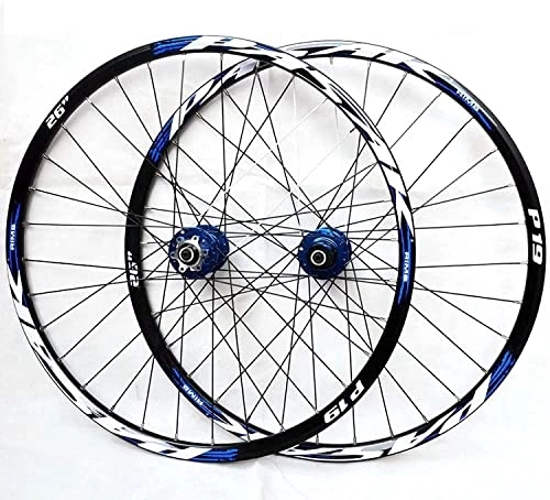 Mountain Bike Wheel : ZECHAO 26 / 27.5 / 29" Mountain Bike Wheelset, 7-11 Speed Cassette Hub Disc Brake Aluminum Alloy Front 2 Rear 4 Bearings Bike Wheel Wheelset (Color : Blue, Size : 27.5inch)