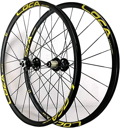 Mountain Bike Wheel : ZECHAO 26 / 27.5 / 29in Bicycle Wheelset Mountain Bike Wheels 24H MTB Rim Disc Brake Ultralight Quick Release 8 / 9 / 10 / 11 / 12 Speed Wheelset (Color : Yellow, Size : 27.5INCH)