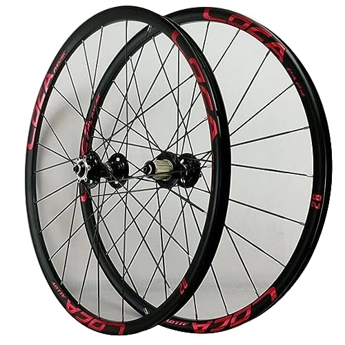 Mountain Bike Wheel : ZECHAO 26 / 27.5 / 29in Disc Brake Mountain Bike Wheels, Front 2 Rear 4 Bearings 24 Holes Ultra Light Bicycle Wheels Quick Release 12 Speed Wheelset (Color : Red, Size : 29inch)