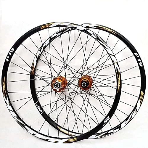 Mountain Bike Wheel : ZECHAO 26 / 27.5 / 29In Wheelset, Disc Brake Mountain Bike Wheel Front Rear Wheel Aluminum Alloy MTB Cycling Wheels for 7 / 8 / 9 / 10 / 11 Speed Wheelset (Color : Gold, Size : 29inch)