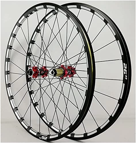 Mountain Bike Wheel : ZECHAO 26 / 27.5" Cassette Mountain Bike Wheelset, Disc Brake Thru Axle Aluminum Alloy Rim Bike Wheel Suitable 7 8 9 10 11 12 Speed with Rivets Wheelset (Color : Red, Size : 27.5INCH)
